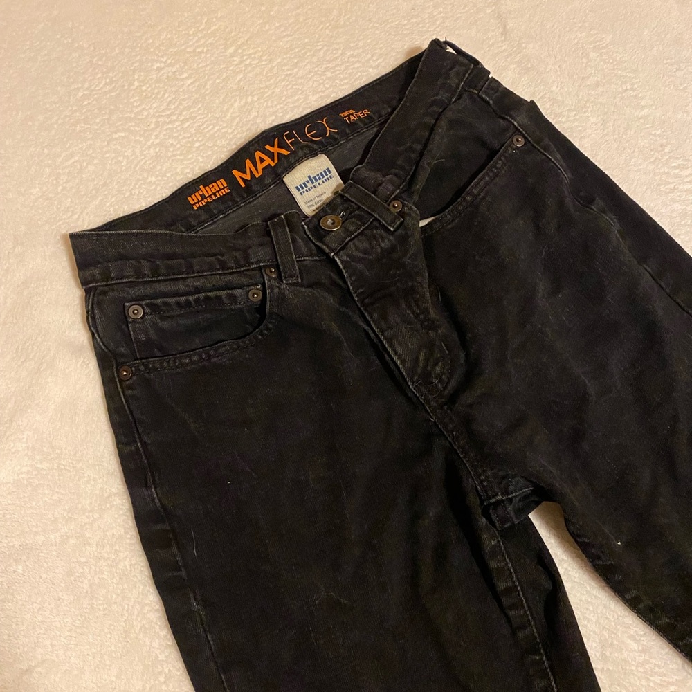 black straight leg jeans